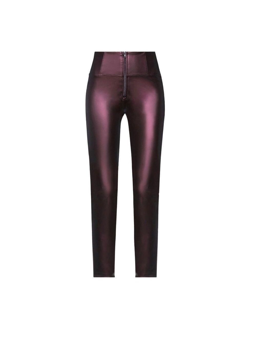 FREDDY WR.UP metallic deep purple high waisted Faux leather leggings Sz L NWT